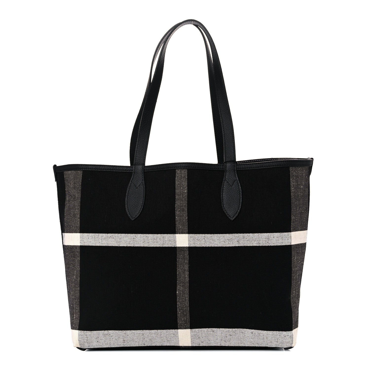 Burberry Coated Canvas Mega Check Large Reversible Doodle Tote Black White 11 of 17