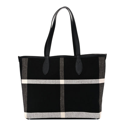 Burberry Coated Canvas Mega Check Large Reversible Doodle Tote Black White 11 of 17