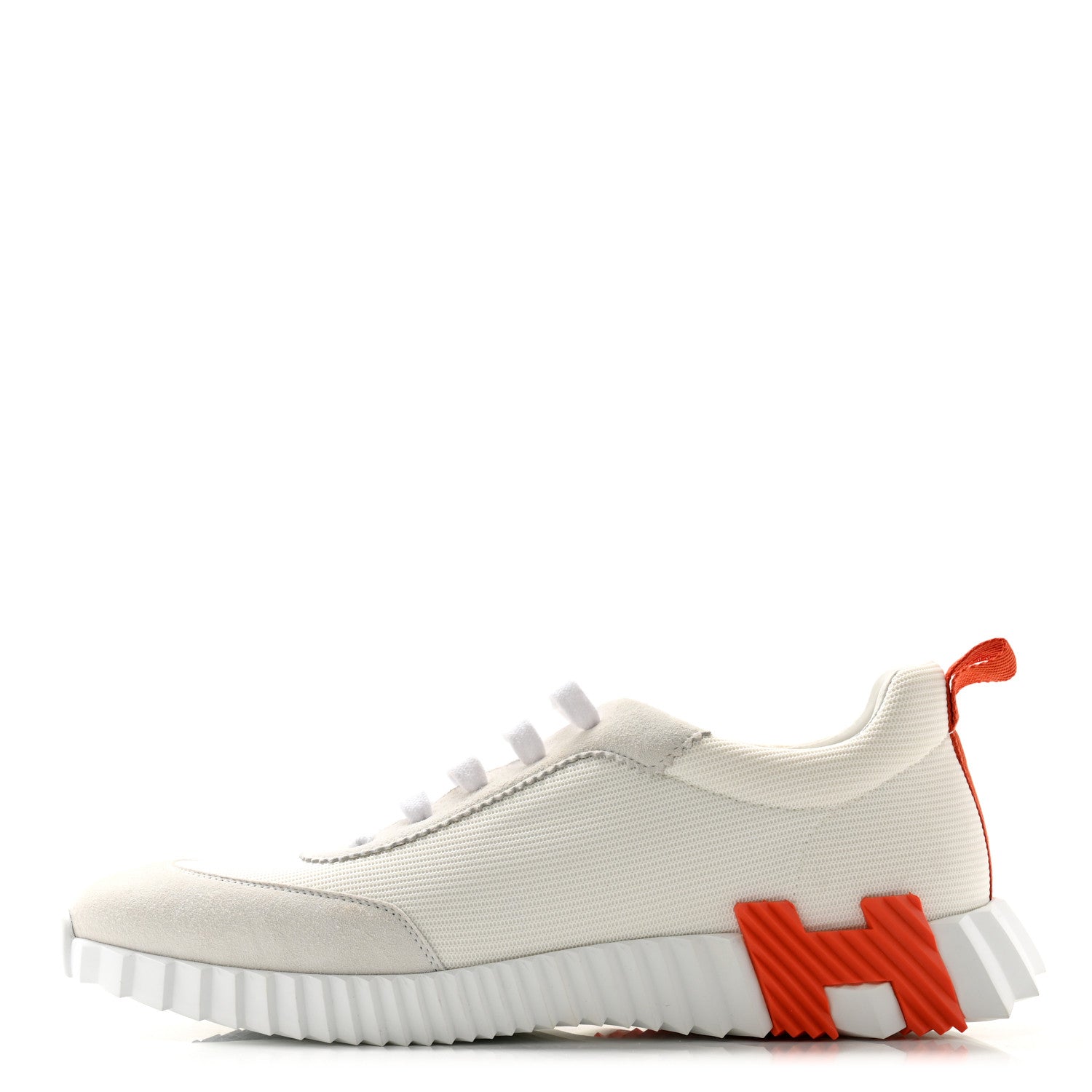 Hermes Technical Canvas Suede Goatskin Bouncing Sneakers 45 White Orange 1 of 9