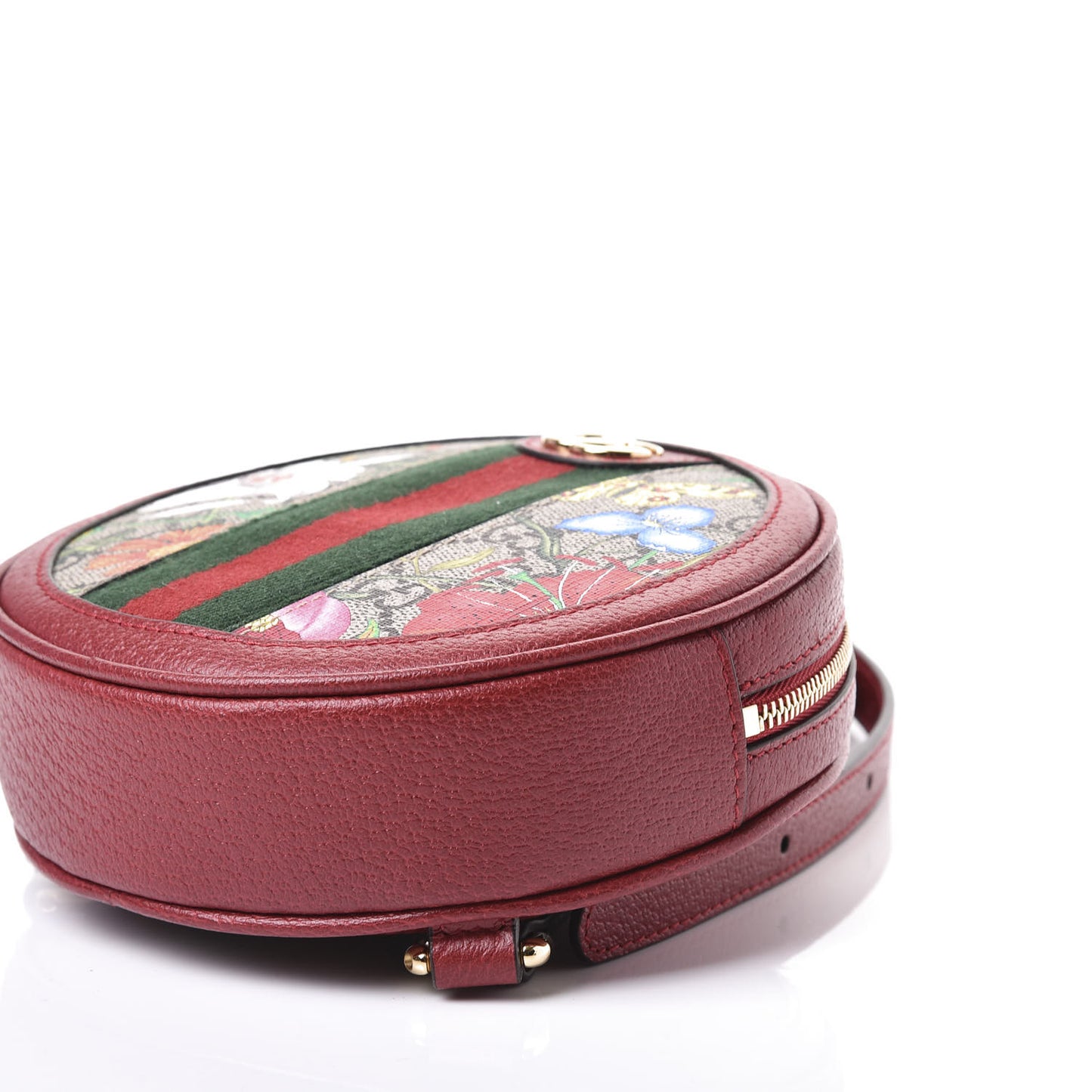 GG Supreme Monogram Web Flora Mini Ophidia Round Backpack Red