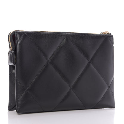 Chanel Shiny Goatskin Quilted Small Chanel 19 Pouch With Handle Black 3 of 10