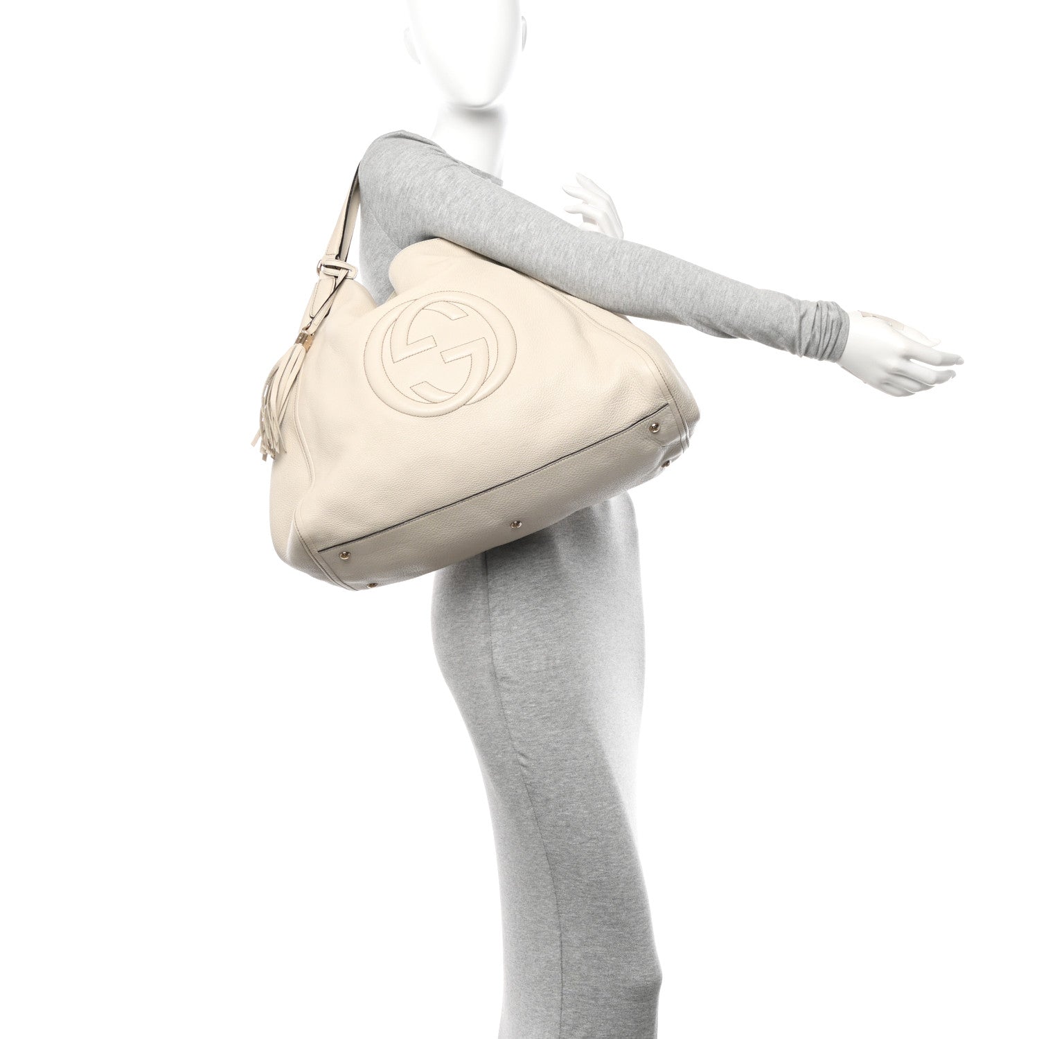 Gucci Pebbled Calfskin Large Soho Shoulder Bag Off White 2 of 12