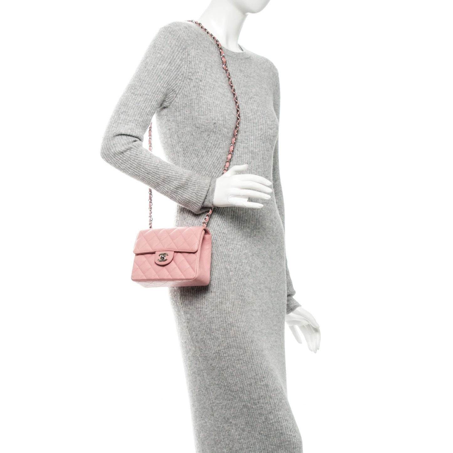 Caviar Quilted Mini Square Flap Pink