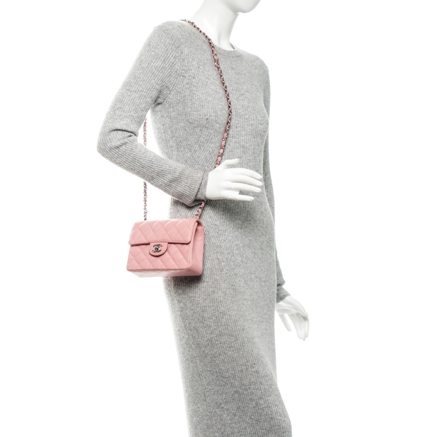 Chanel Caviar Quilted Mini Square Flap Pink 2 of 7