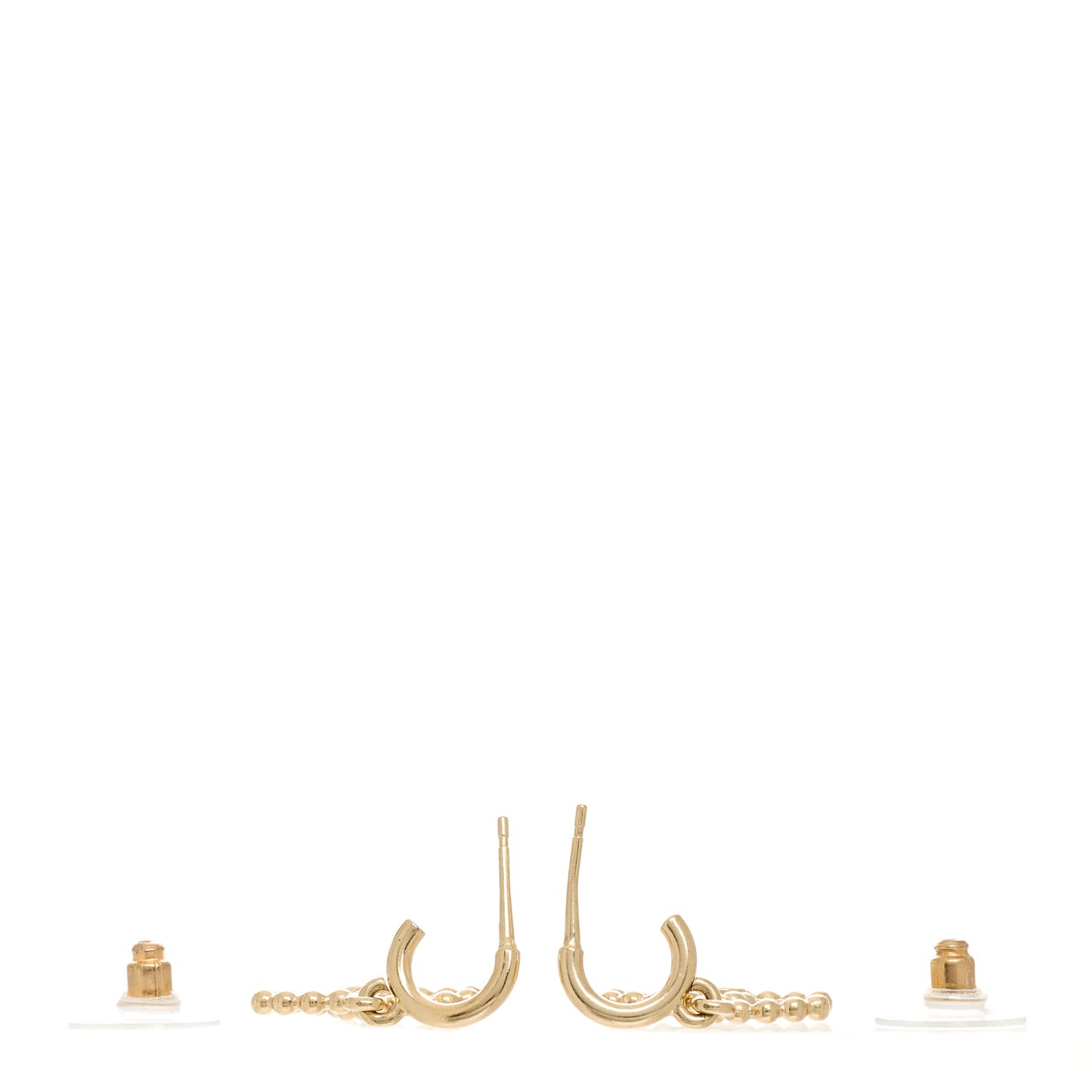 Metal CC Hoop Drop Earrings Gold