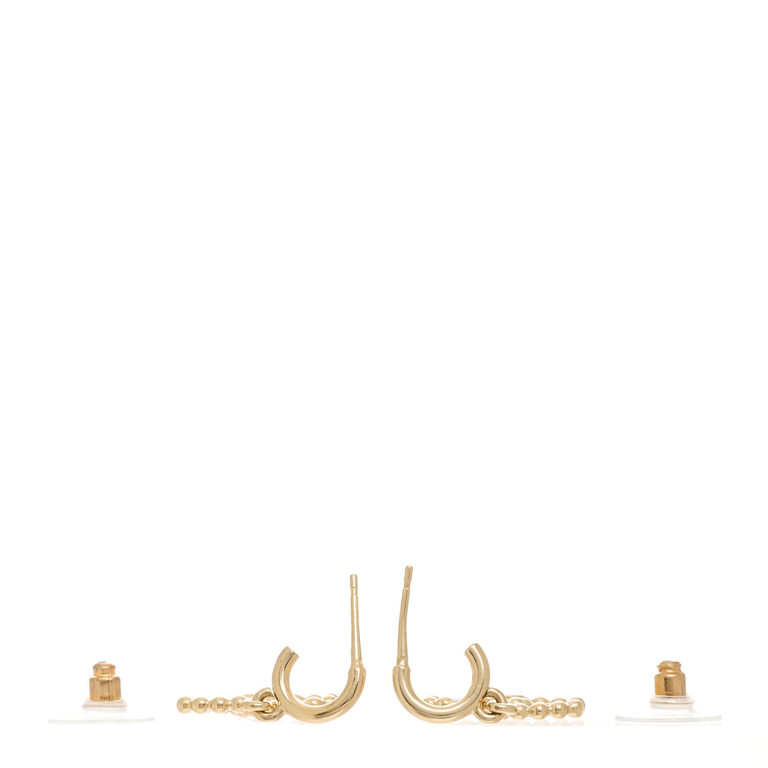 Chanel Metal CC Hoop Drop Earrings Gold 4 of 5