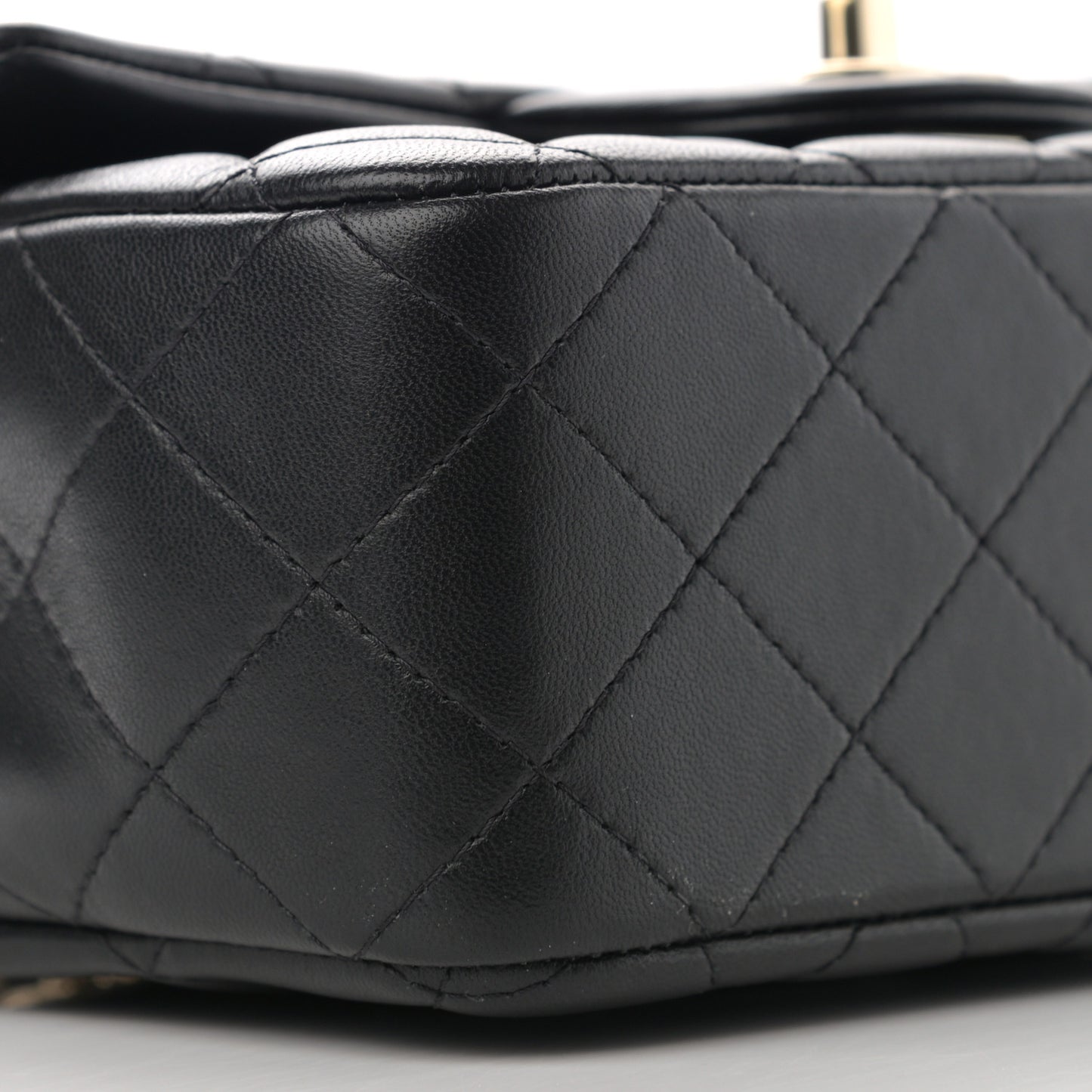 Lambskin Quilted Mini Top Handle Rectangular Flap Black