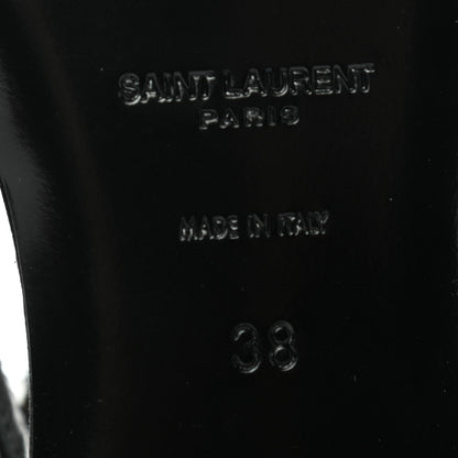 Saint Laurent Satin Crystal Gia Ankle Strap Sandals 38 Black 6 of 7