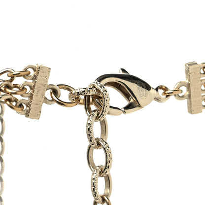 Chanel Multi Strand Chain Baguette Crystal CC Necklace Gold 4 of 5