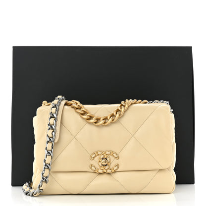Chanel Lambskin Quilted Medium Chanel 19 Flap Beige 11 of 11