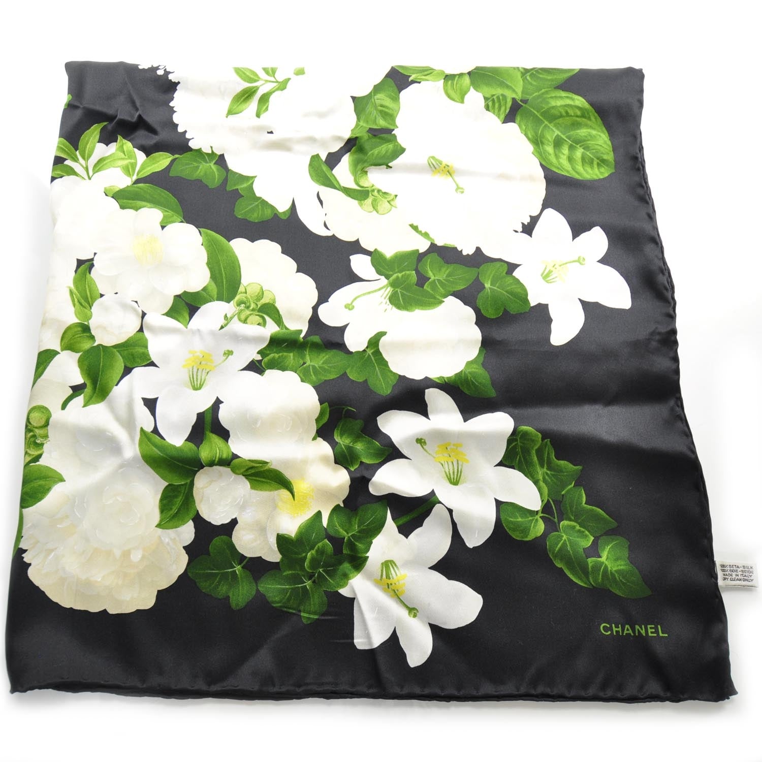 Chanel Silk Camellia Flower Scarf 1 of 6