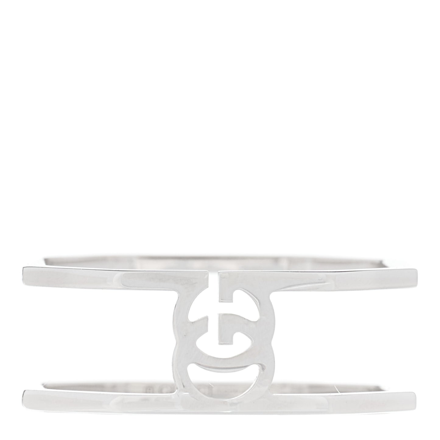 18K White Gold Diamond Double G Wide Ring 53 6.25