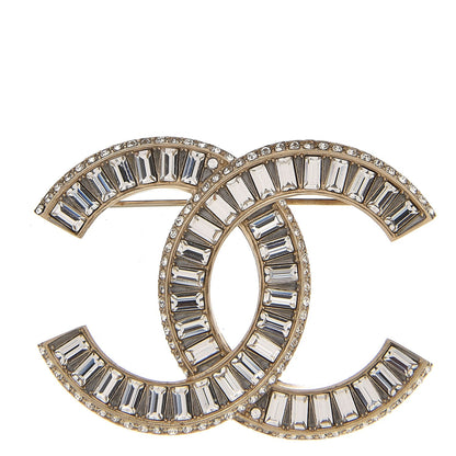 Chanel Baguette Crystal CC Brooch Gold 1 of 5