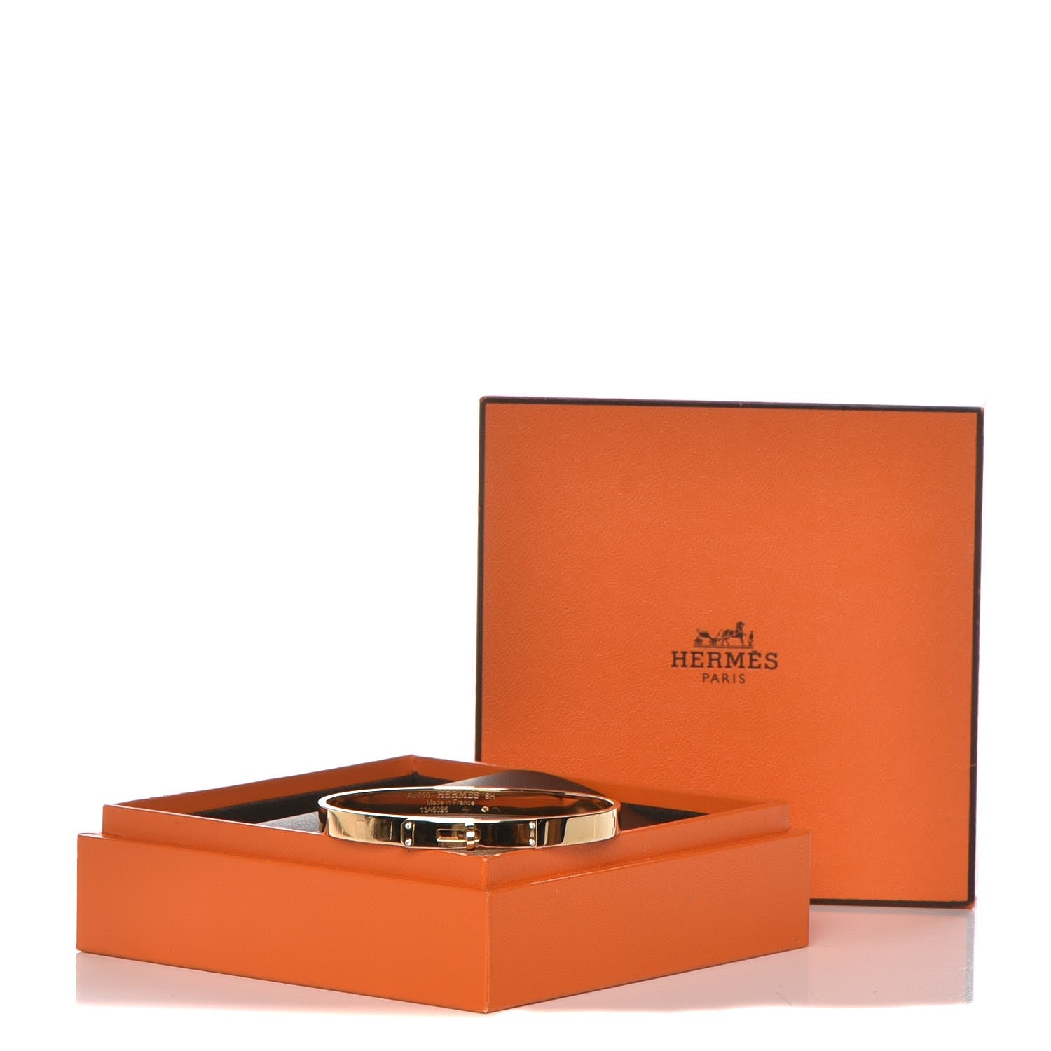 Hermes 18k Yellow Gold Diamond Kelly PM Bangle Small 6 of 6