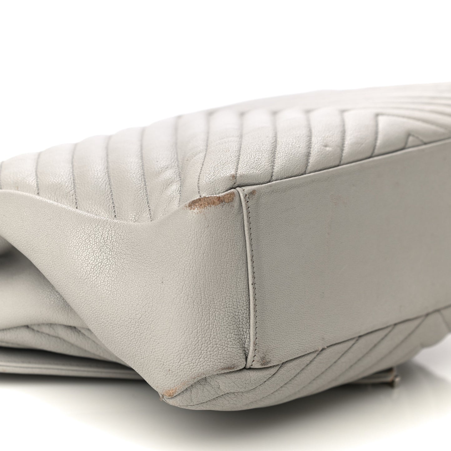Sheepskin Matelasse Large Monogram College Satchel Light Grey