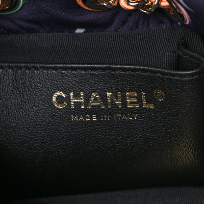 Chanel Printed Fabric Quilted Camellia Backpack Black Multicolor 7 of 10