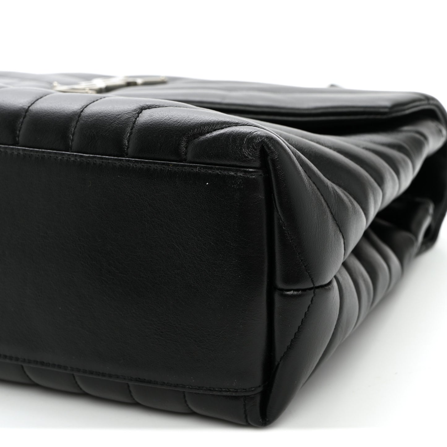 Calfskin Y Quilted Monogram Medium Loulou Chain Satchel Black