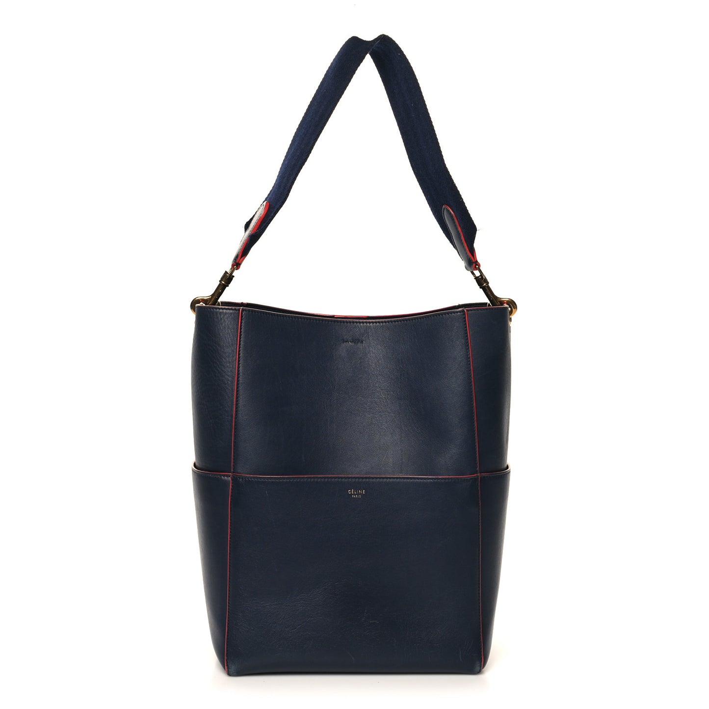 Supersoft Calfskin Sangle Bucket Bag Navy