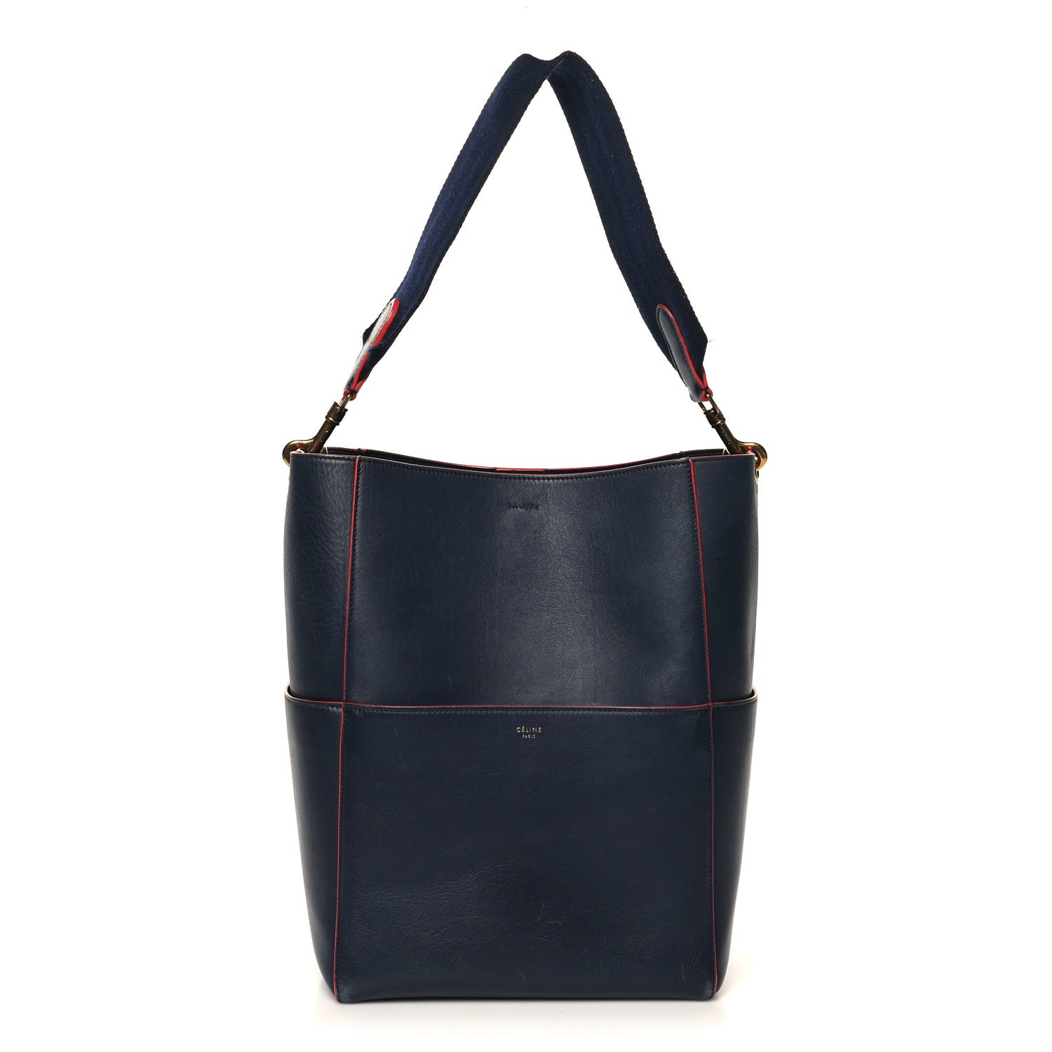 Celine Supersoft Calfskin Sangle Bucket Bag Navy 1 of 14