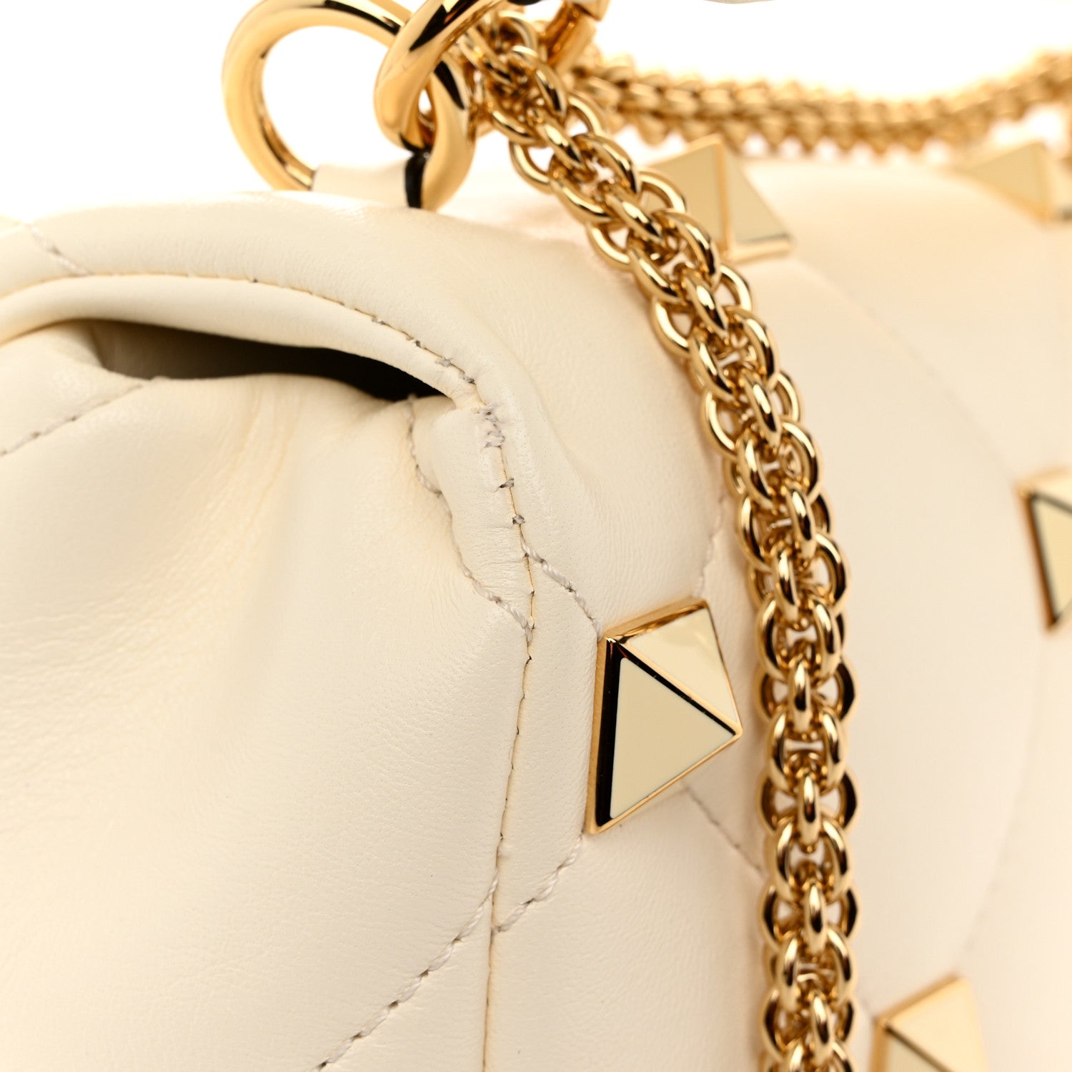 Valentino Garavani Nappa Enamel Medium Roman Stud Shoulder Bag Bag Ivory 10 of 10