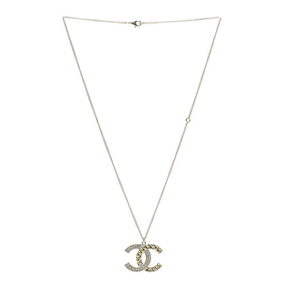 Chanel Baguette Crystal Quilted CC Pendant Necklace Gold 3 of 4