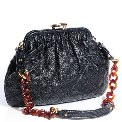 Marc Jacobs Quilted Pebbled Leather Tortoise Chain Little Stam Black 3 of 9