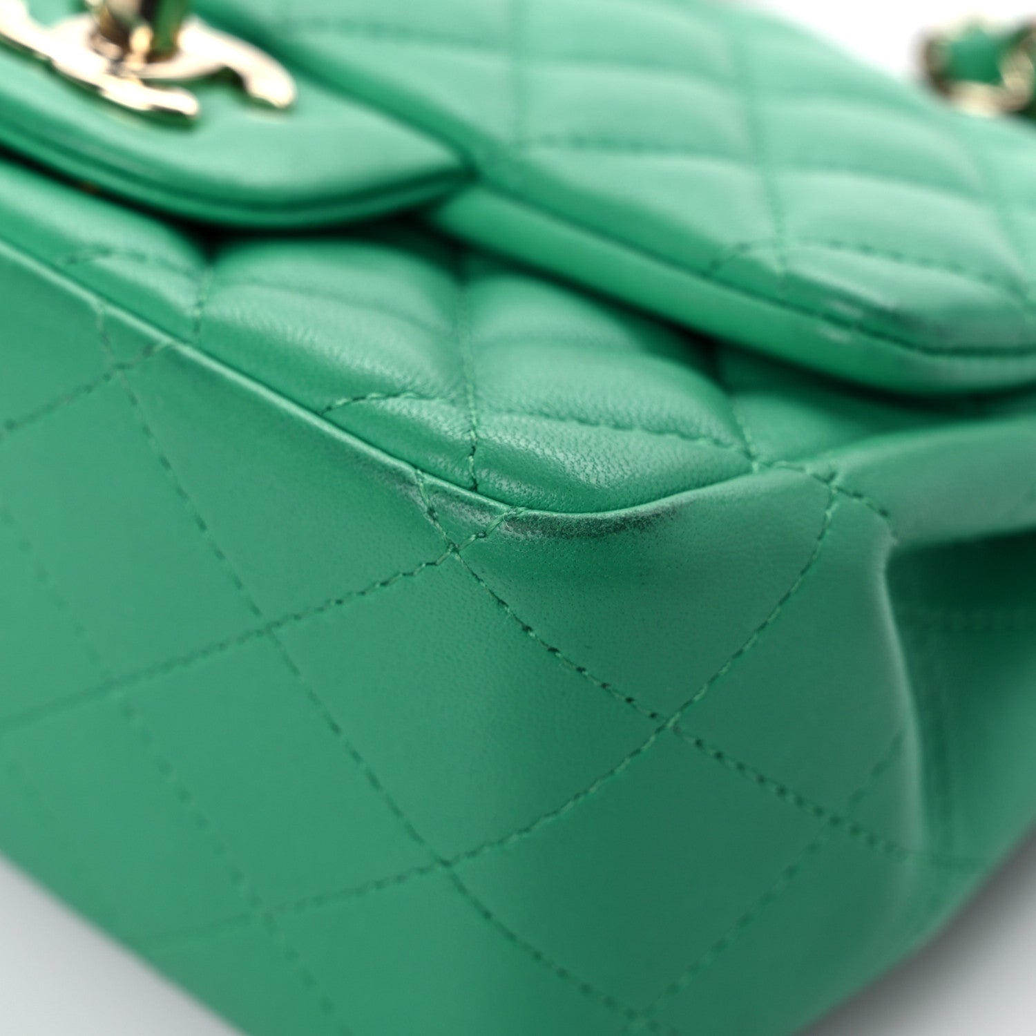 Chanel Lambskin Quilted Mini Square Flap Green 9 of 18