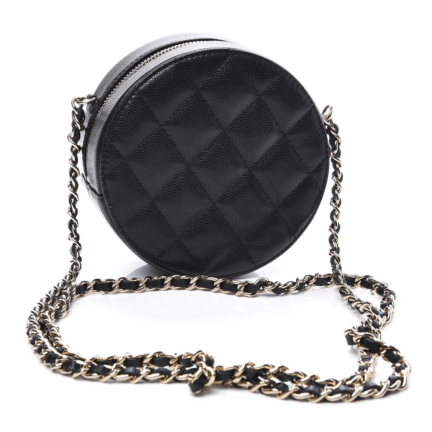 Chanel Caviar Quilted French New Wave Round Clutch With Chain Black 2 of 10