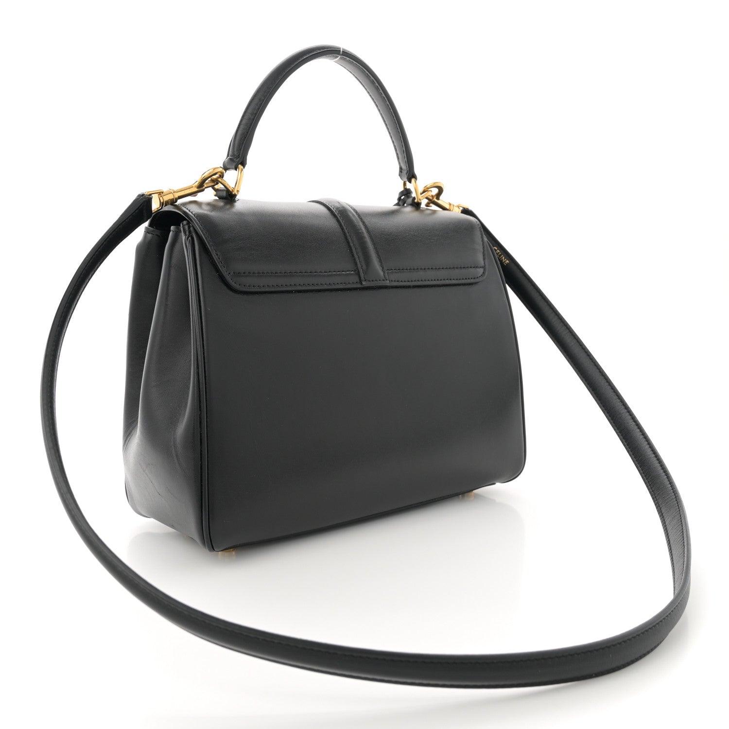 Celine Satinated Calfskin Small 16 Top Handle Bag Black 3 of 13