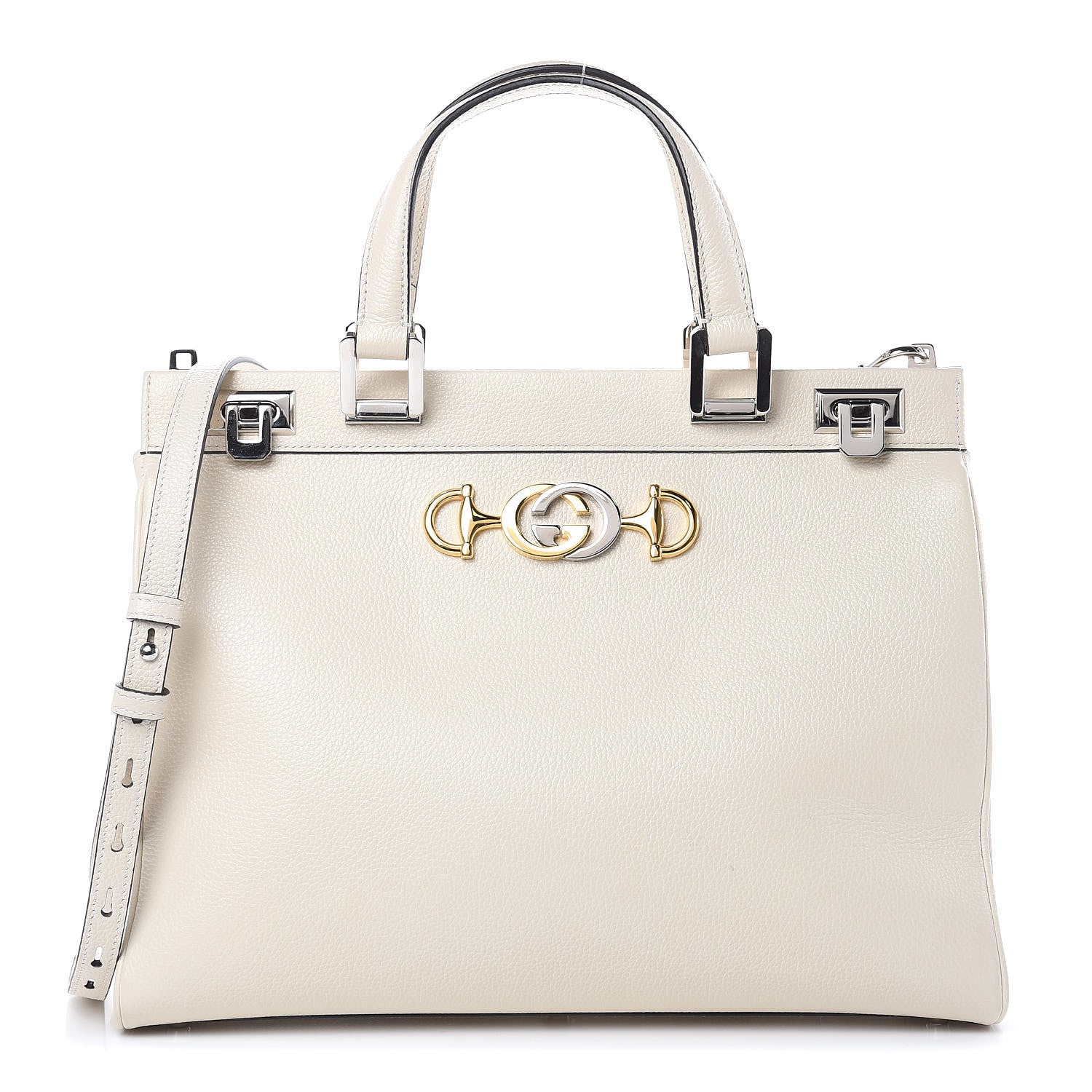 Gucci Grainy Calfskin Medium Zumi Top Handle Bag Mystic White 1 of 10