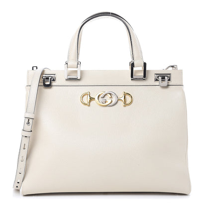 Gucci Grainy Calfskin Medium Zumi Top Handle Bag Mystic White 1 of 10