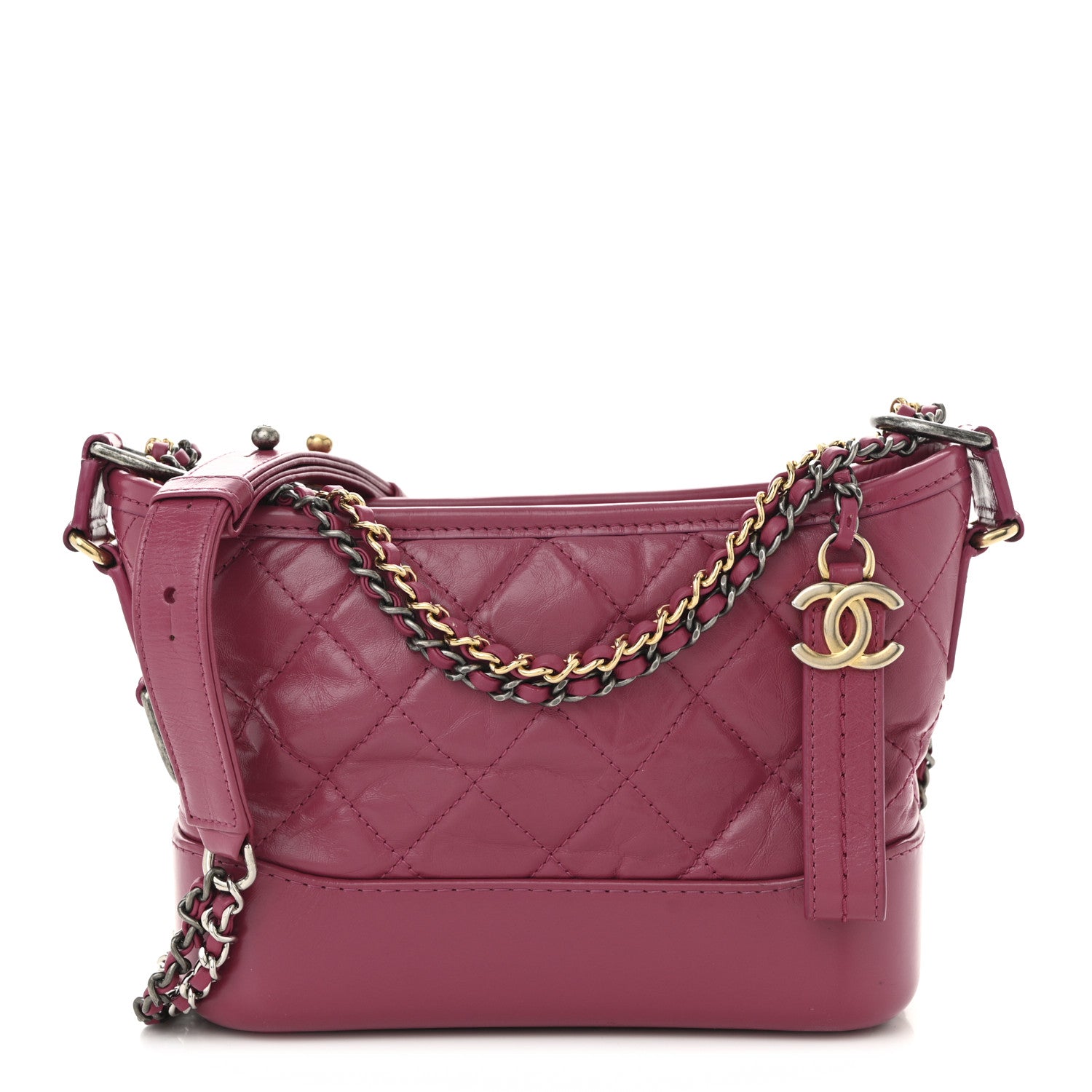 Chanel Aged Calfskin Quilted Small Gabrielle Hobo Fuchsia 1 of 10