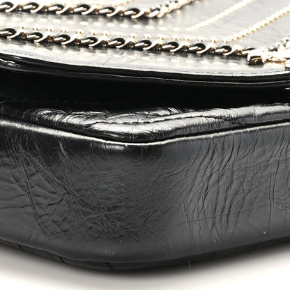 Chanel Crumpled Calfskin Chevron Chain Mini Square Flap Black 8 of 9