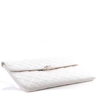 Chanel Caviar Quilted Medium Golden Class Pouch White 3 of 12