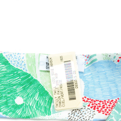 Hermes Silk Chacun Fait Son Nid Twilly Ciel Vert Rouge 3 of 6