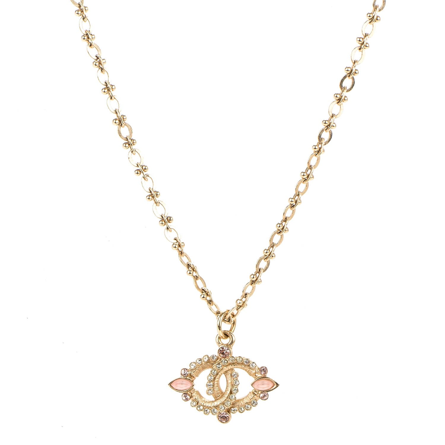Chanel Pearl Crystal CC Necklace Gold 1 of 6
