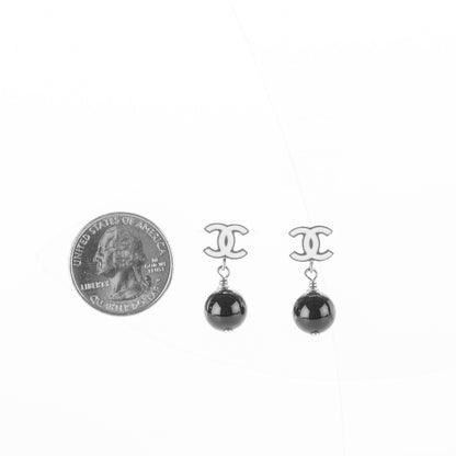 Chanel Enamel Resin CC Drop Earrings Black White 2 of 4