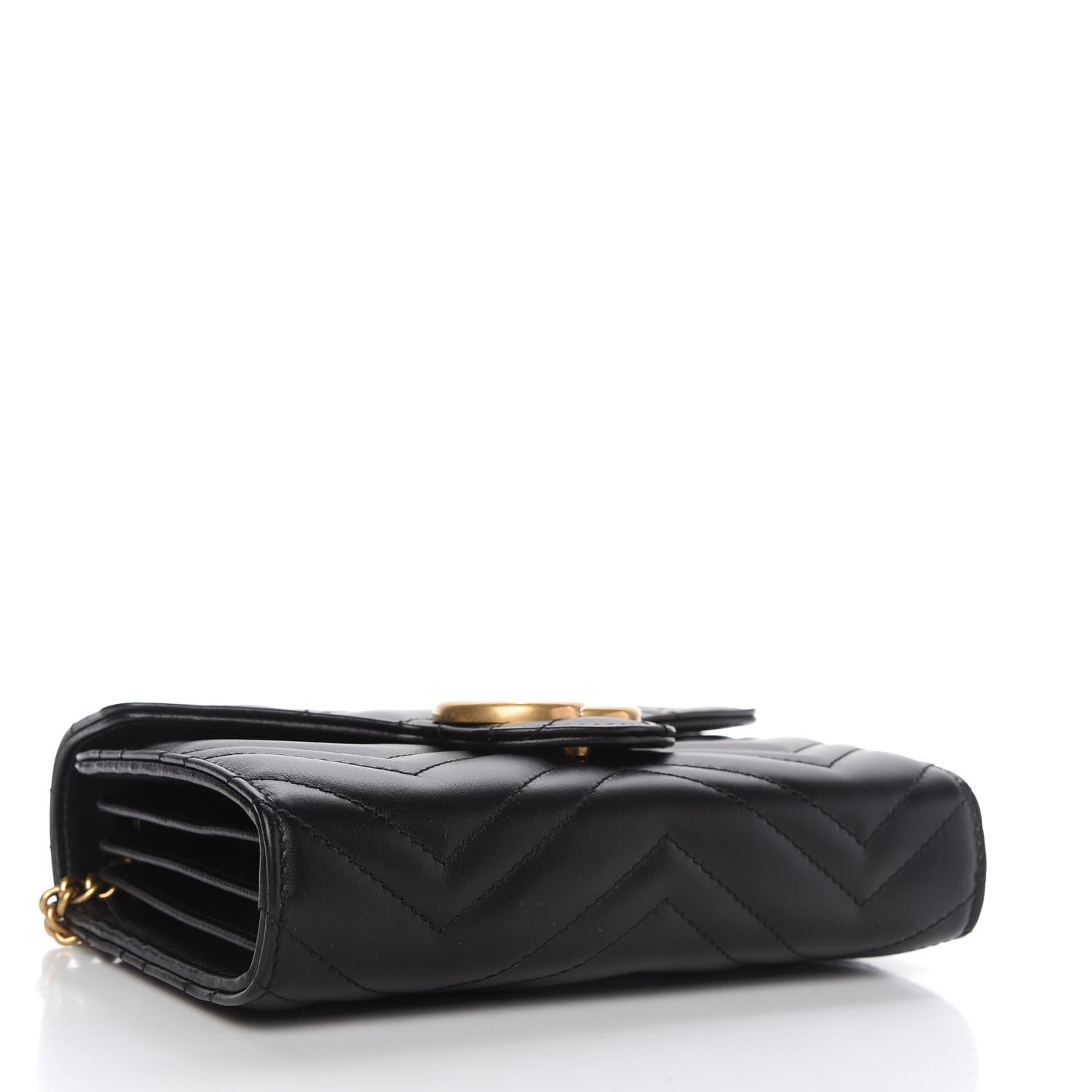 Gucci Calfskin Matelasse GG Marmont Chain Wallet Black 4 of 10