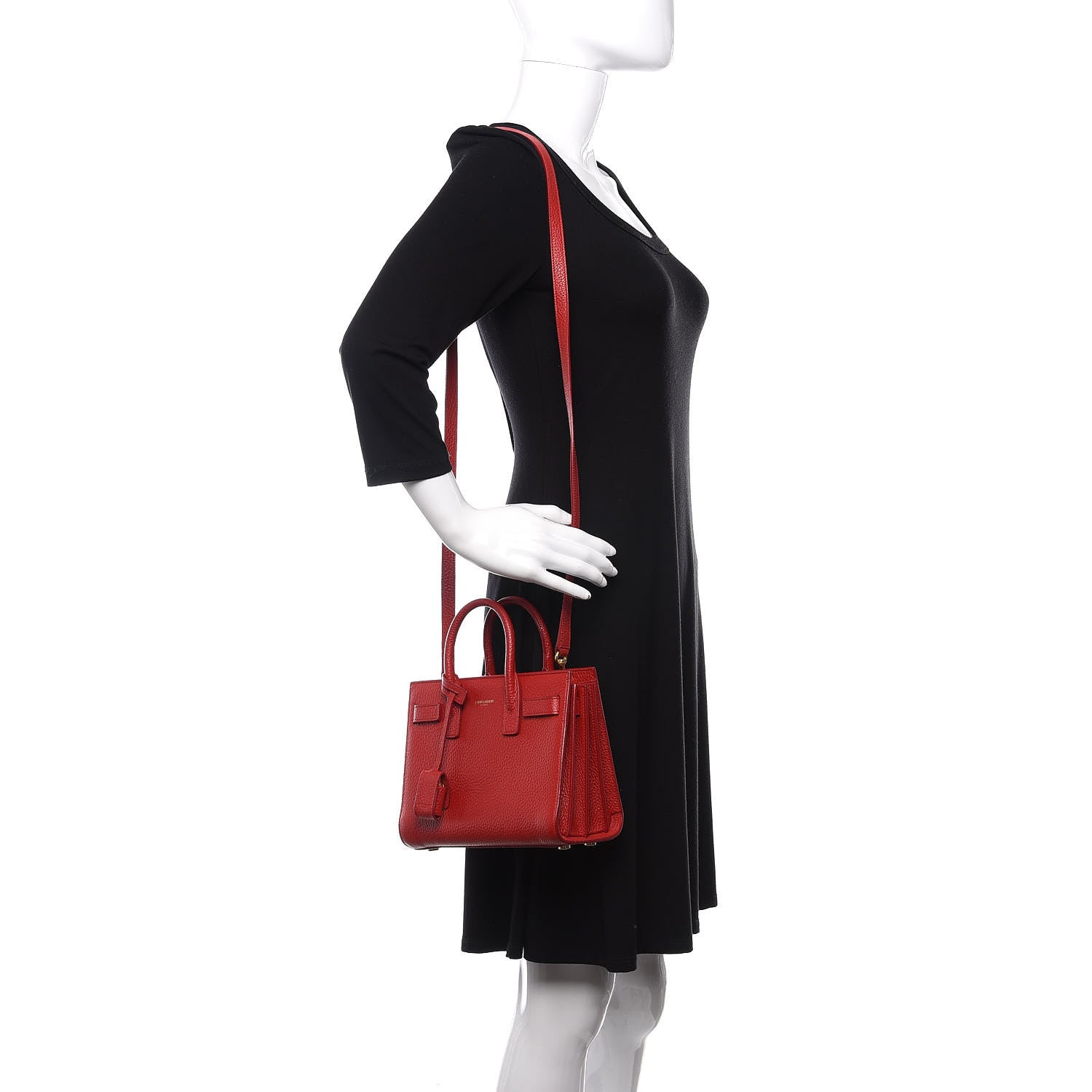 Saint Laurent Grained Calfskin Nano Sac De Jour Lipstick Red 3 of 9