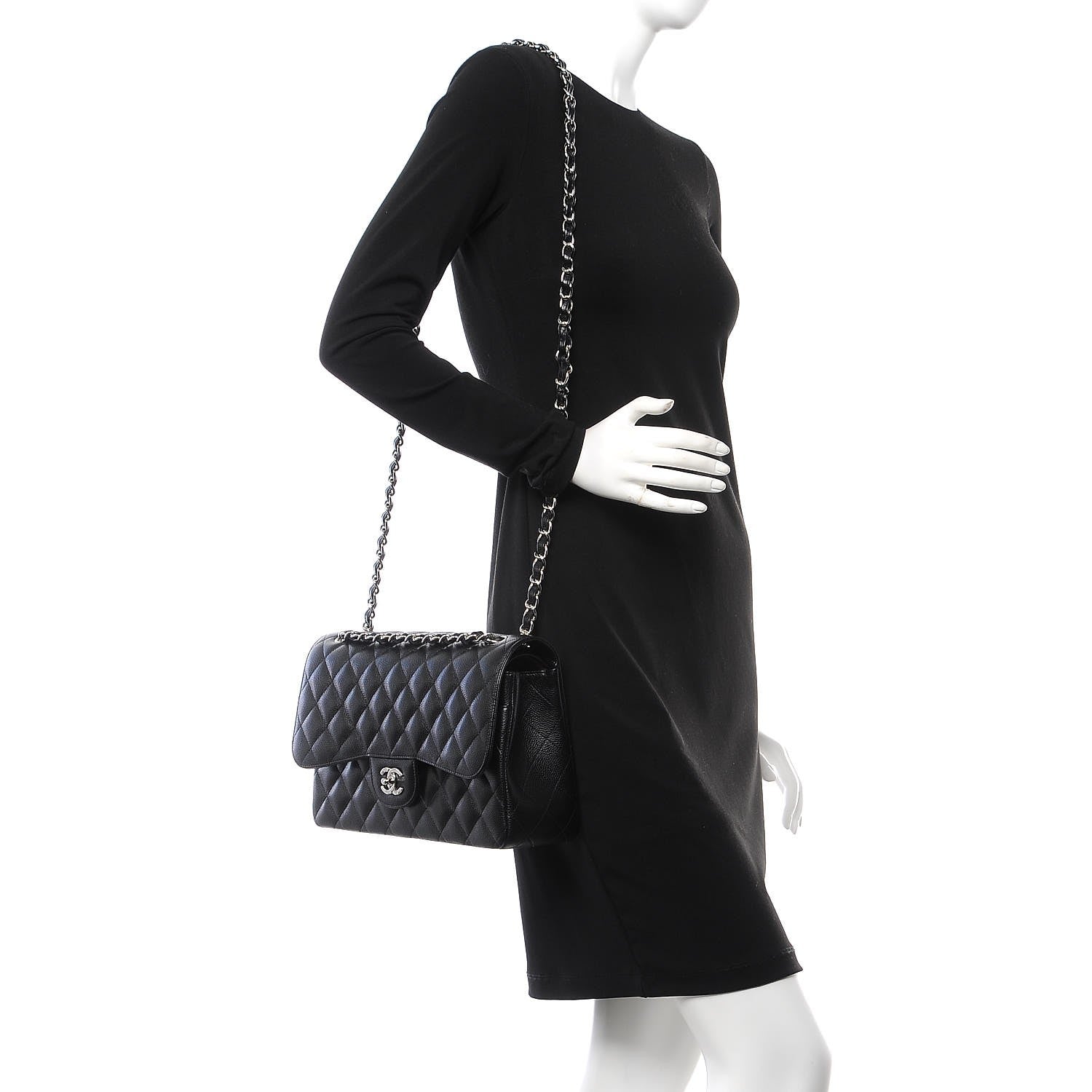 Chanel Caviar Quilted Jumbo Double Flap Black 3 of 9