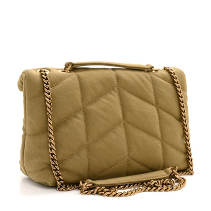 Saint Laurent Canvas Quilted Toy Loulou Puffer Monogram Chain Satchel Fir Green 3 of 12