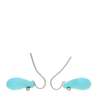 Tiffany 18K White Gold Turquoise Elsa Peretti Teardrop Drop Earrings 3 of 4