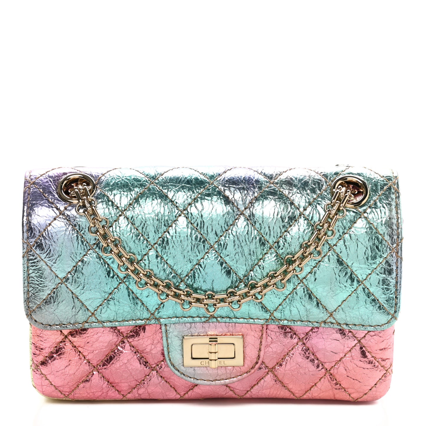 Metallic Goatskin Quilted Mini 2.55 Reissue Flap Multicolor