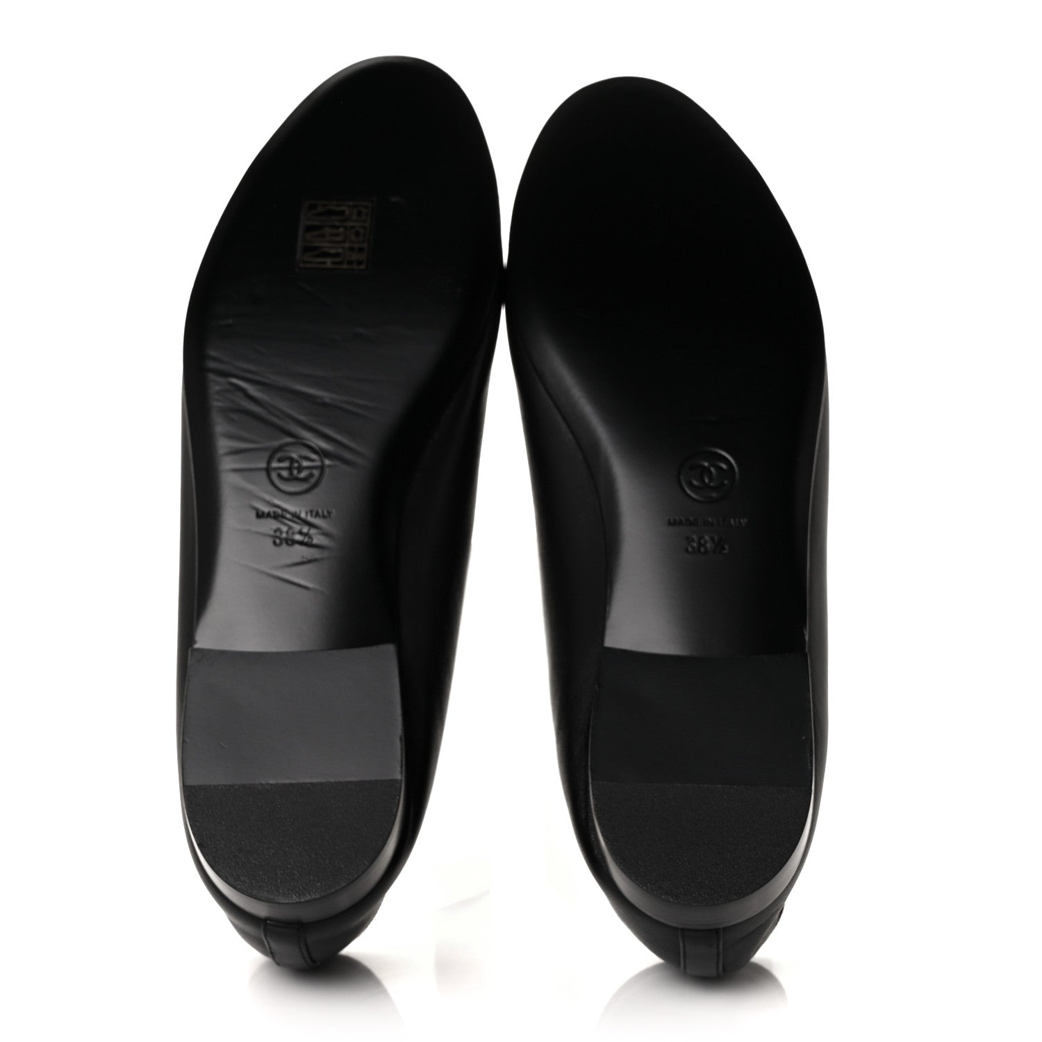 Chanel Lambskin Patent Cap Toe Ballerina Flats 38.5 Black 5 of 9