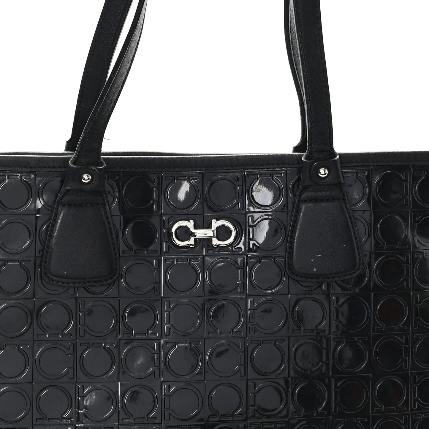 Patent Gancini Embossed Tote Black