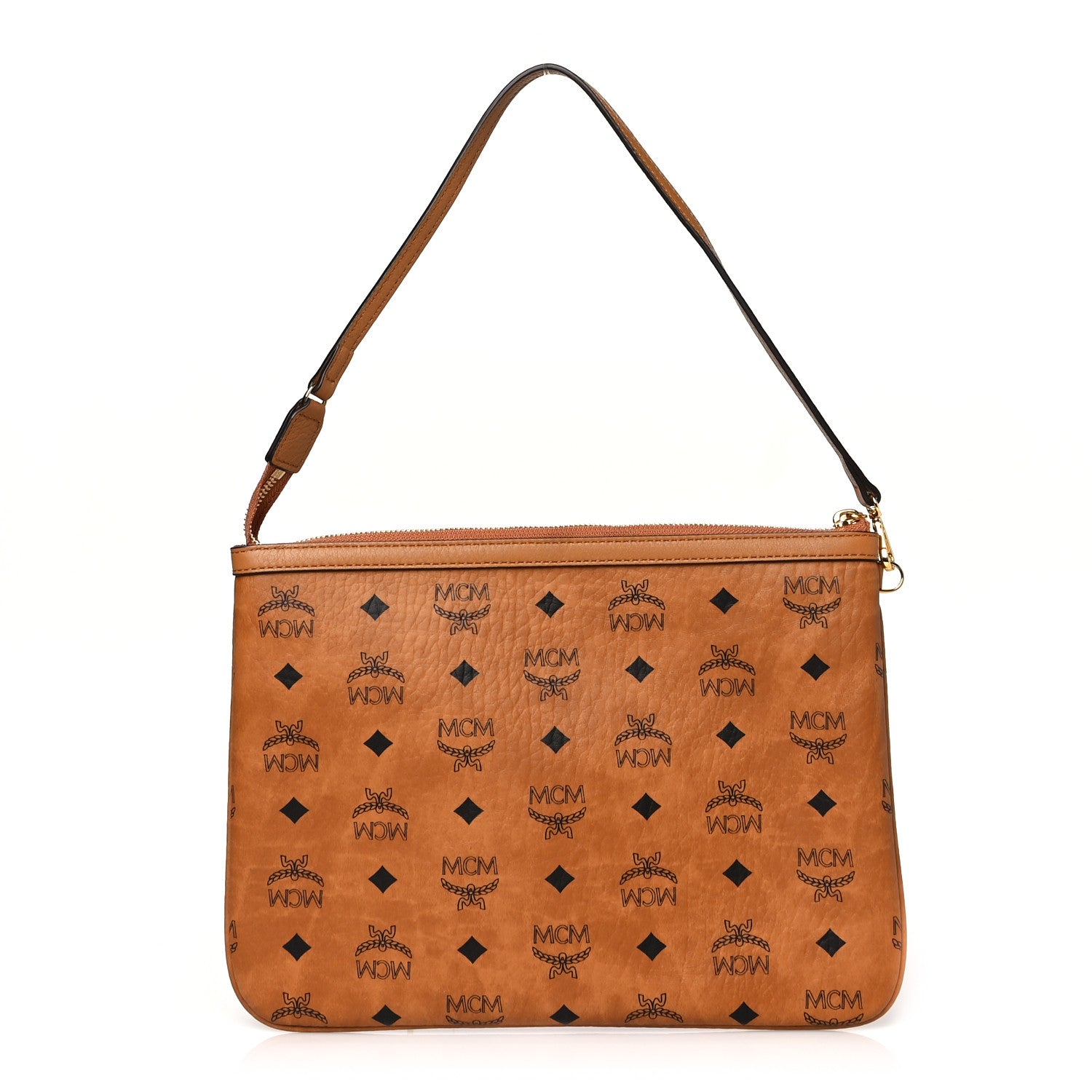 MCM Visetos Medium Stark Wristlet Pouch Cognac 1 of 10