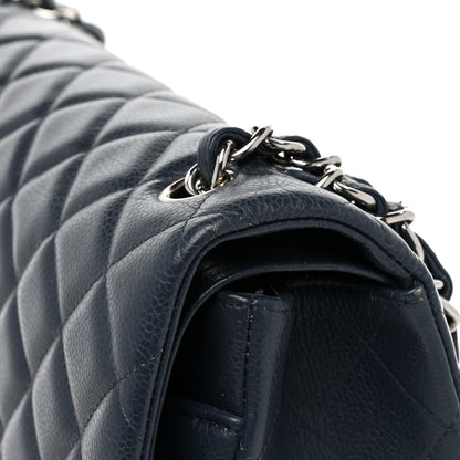 Chanel Caviar Quilted Jumbo Double Flap Navy Blue 21 of 21