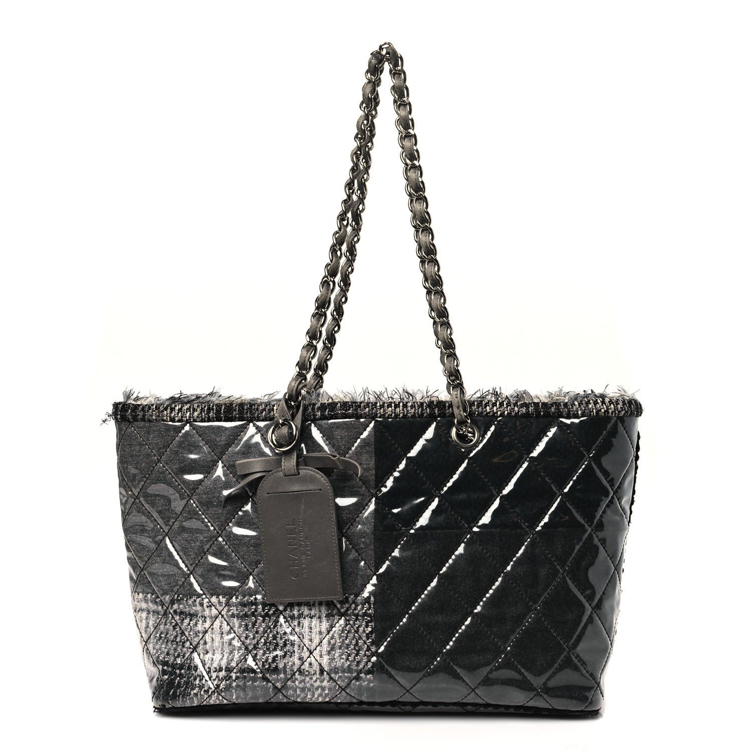 Chanel Vinyl Funny Tweed Patchwork Tote Grey 1 of 12