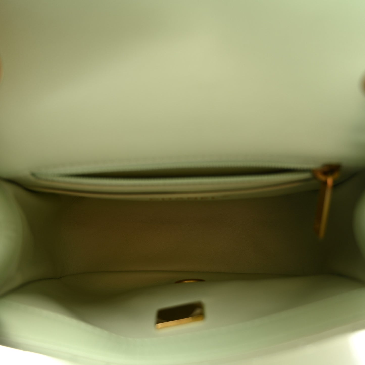 Lambskin Quilted Mini Pearl Crush Flap Light Green