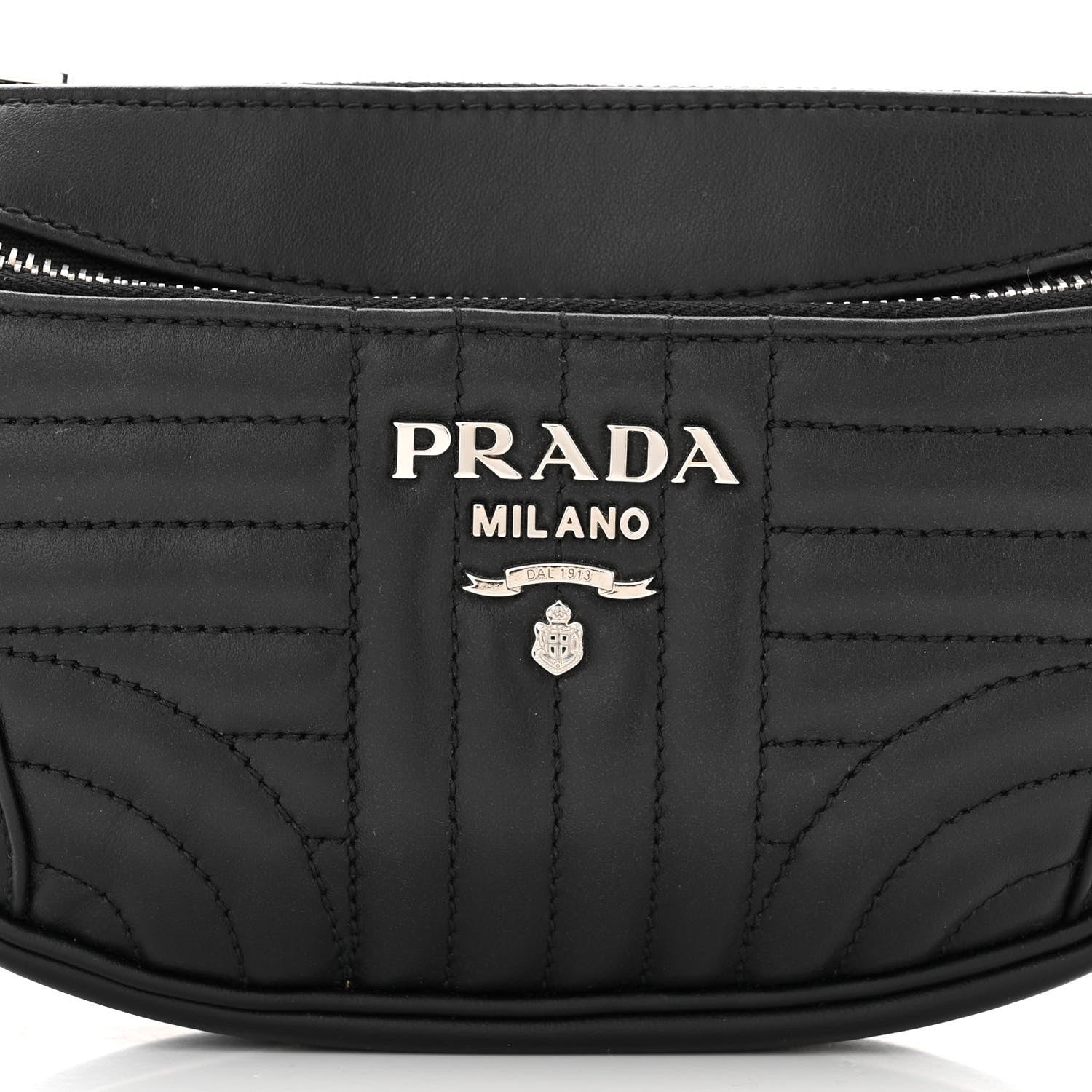 Prada Soft Calfskin Impunture Diagramme Belt Bag Black 8 of 10
